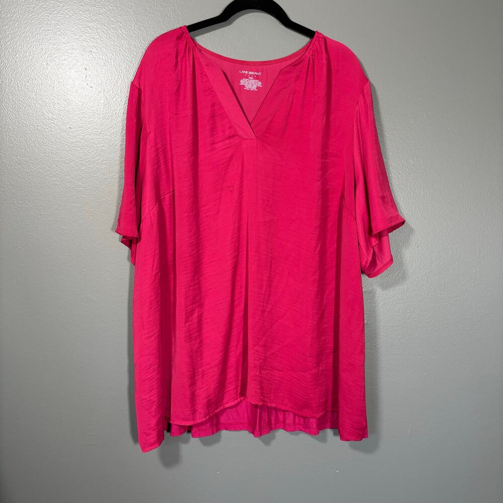 Lane Bryant Bright Pink Mixed Media Minimalist Top - 22/24 - Women's Plus Size